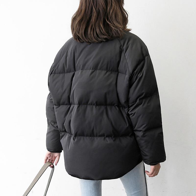 2018 black down coat new high neck down coat pockets fashion down coats - Omychic