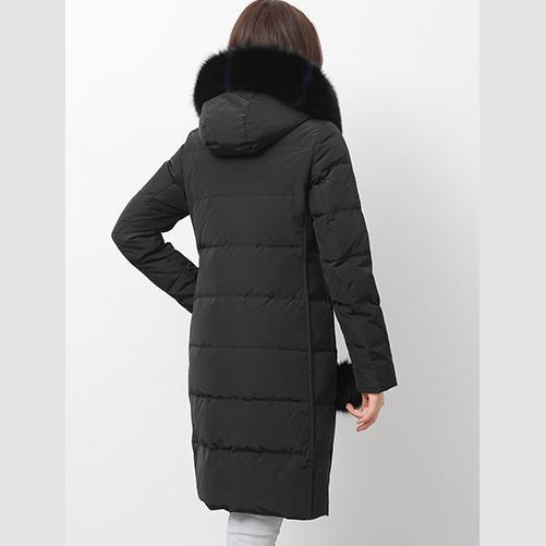 2018 black down jacket woman trendy plus size fuzzy ball decorated snow jackets fur collar coats - Omychic