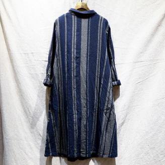 2018 blue striped linen shirt dress oversize patchwork linen shirt coats casual lapel collar cardigans - Omychic