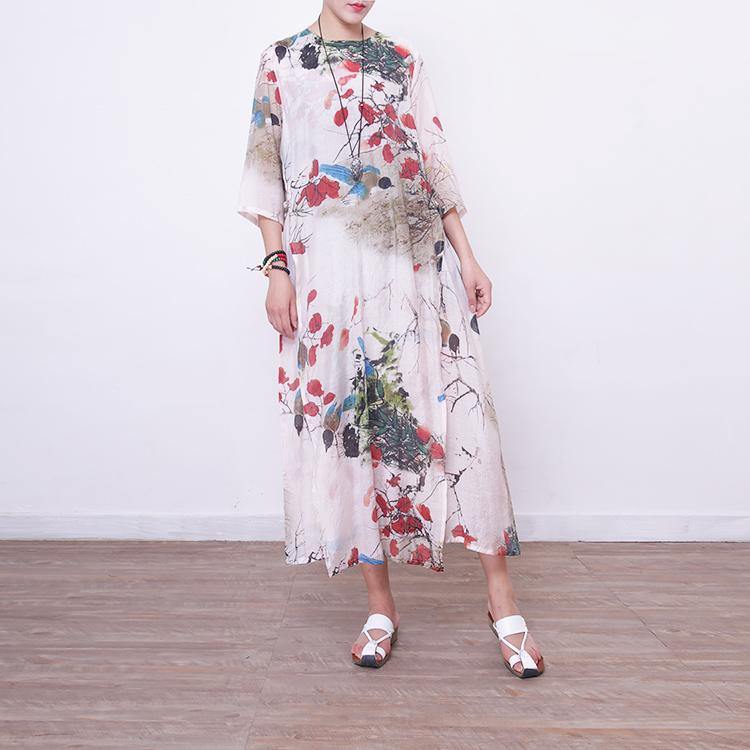 2018 prints long dresses oversized bracelet sleeved gown Elegant o neck kaftans - Omychic