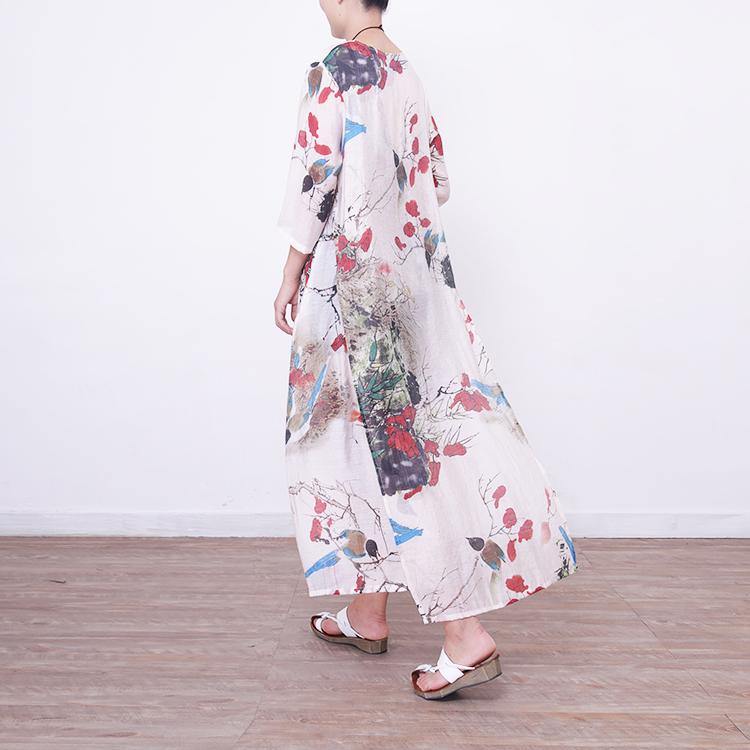 2018 prints long dresses oversized bracelet sleeved gown Elegant o neck kaftans - Omychic