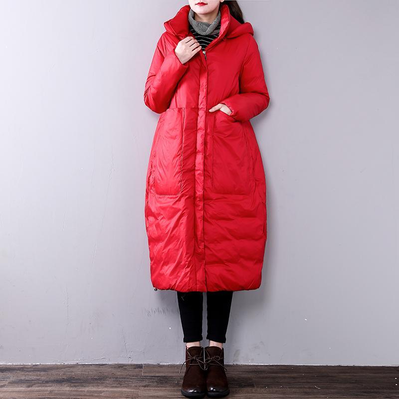 2018 red women parkas casual hooded Fine Large pockets YZ-2018111408 - Omychic