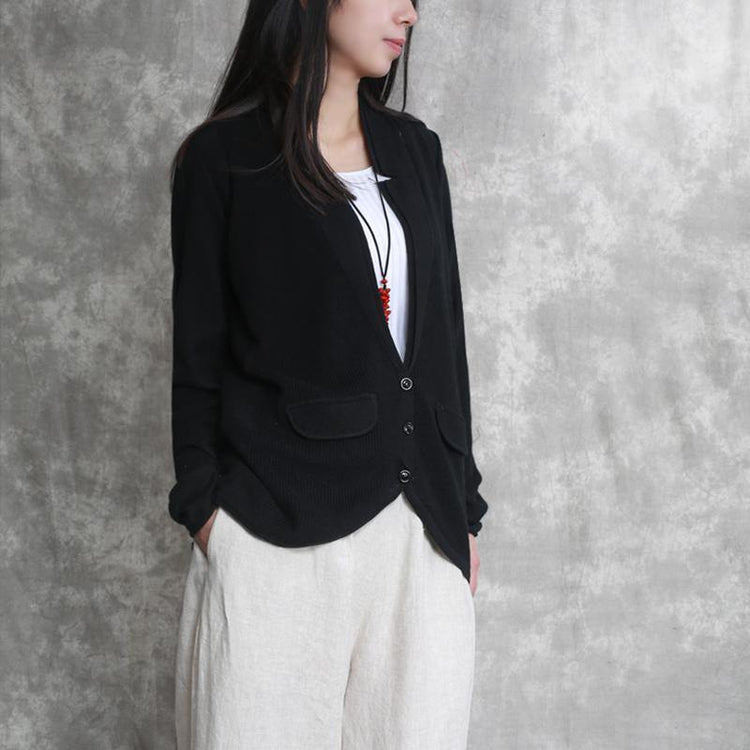 2018 black linen tops casual linen clothing blouses Elegant wild knit cotton tops - Omychic