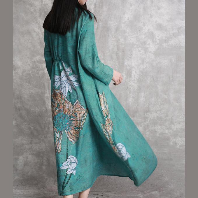2021 Green Prints Chiffon Dresses Plus Size Clothing Asymmetric Caftans Casual Big Hem Kaftans ( Limited Stock) - Omychic