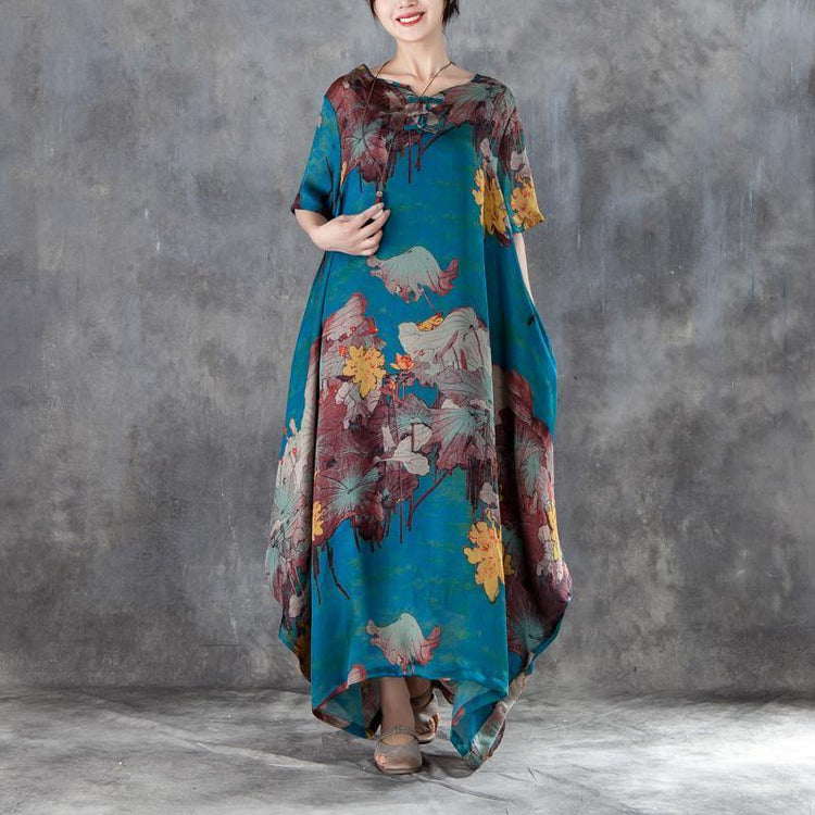 2018 long chiffon dress sundress plus size Casual Short Sleeve Two-piece Summer Long Dress - Omychic
