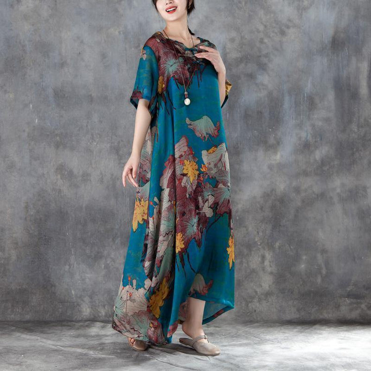 2018 long chiffon dress sundress plus size Casual Short Sleeve Two-piece Summer Long Dress - Omychic