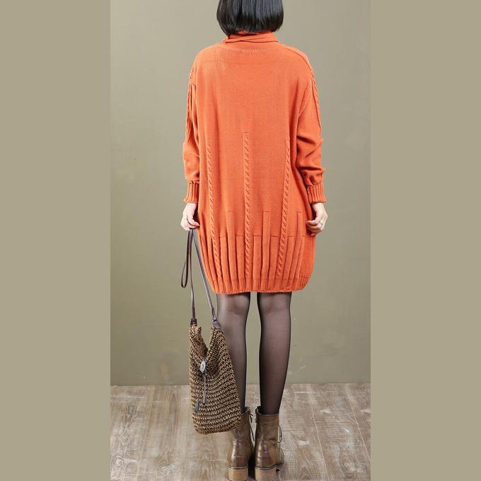 2018 orange cable knit sweaters knit dresses casual pullover vintage  sweaters - Omychic