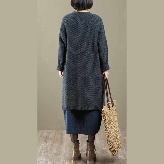 2018 spring gray knit cardigans oversized woolen sweater coats - Omychic