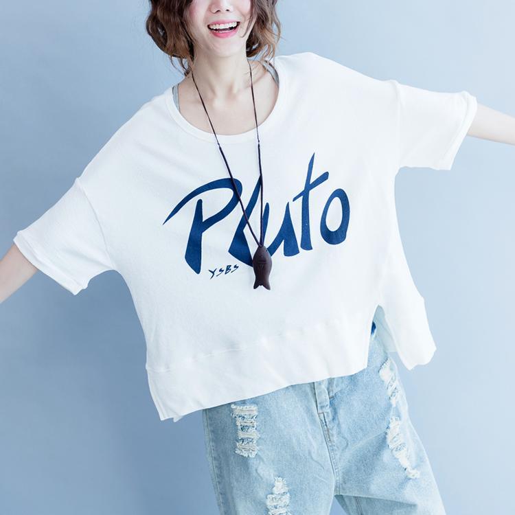 2018 summer front side open cotton pullover oversize short sleeve tops - Omychic