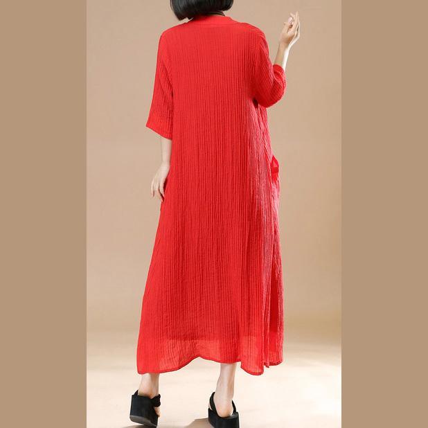 2018 summer new red casual cardigans plus size thin coats half sleeve maxi coat - Omychic
