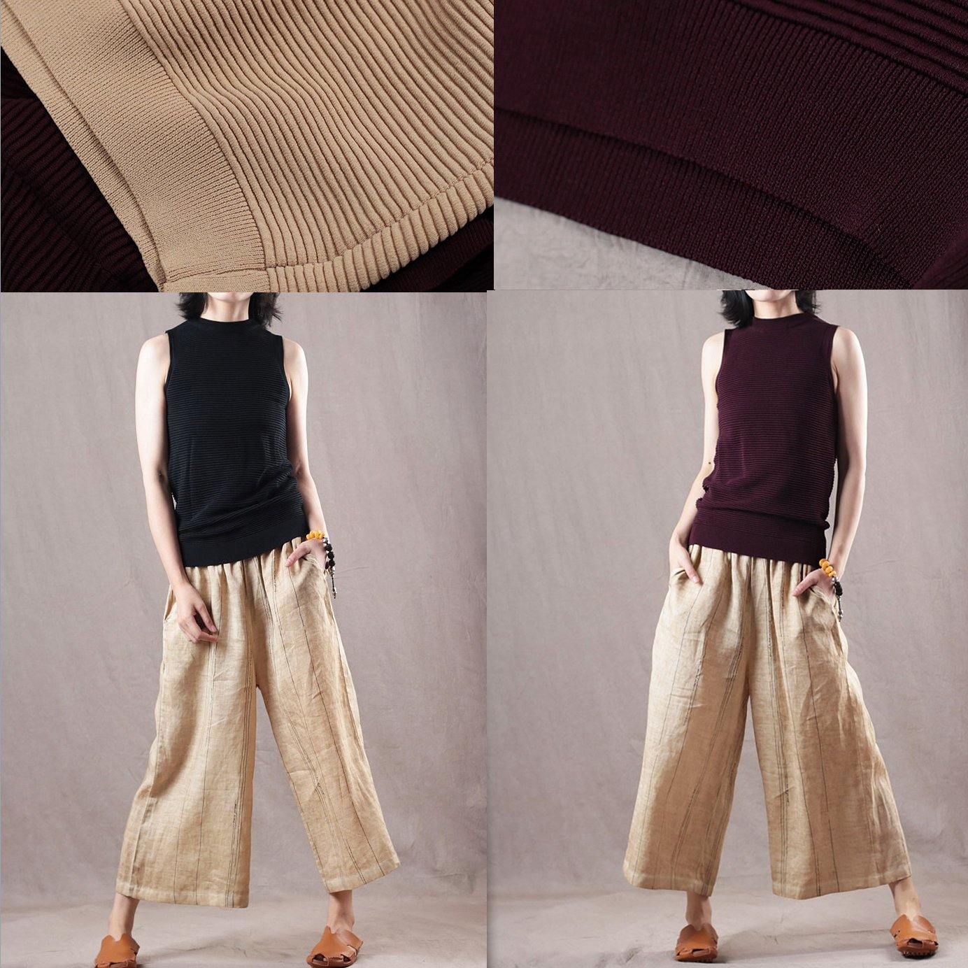 2018burgundy  knit sweaters oversize knit sweat tops Elegant sleeveless shirt - Omychic