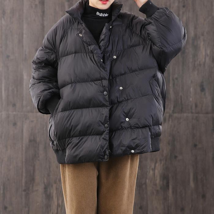 2019 black goose Down coat trendy plus size dark buckle winter jacket stand collar New Jackets - Omychic