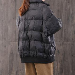 2019 black goose Down coat trendy plus size dark buckle winter jacket stand collar New Jackets - Omychic