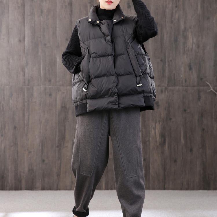 2019 black warm winter coat oversize stand collar winter jacket sleeveless Luxury Jackets - Omychic