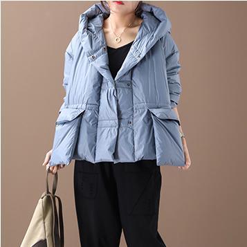 2019 blue down coat winter plus size snow jackets hooded overcoat big pockets - Omychic