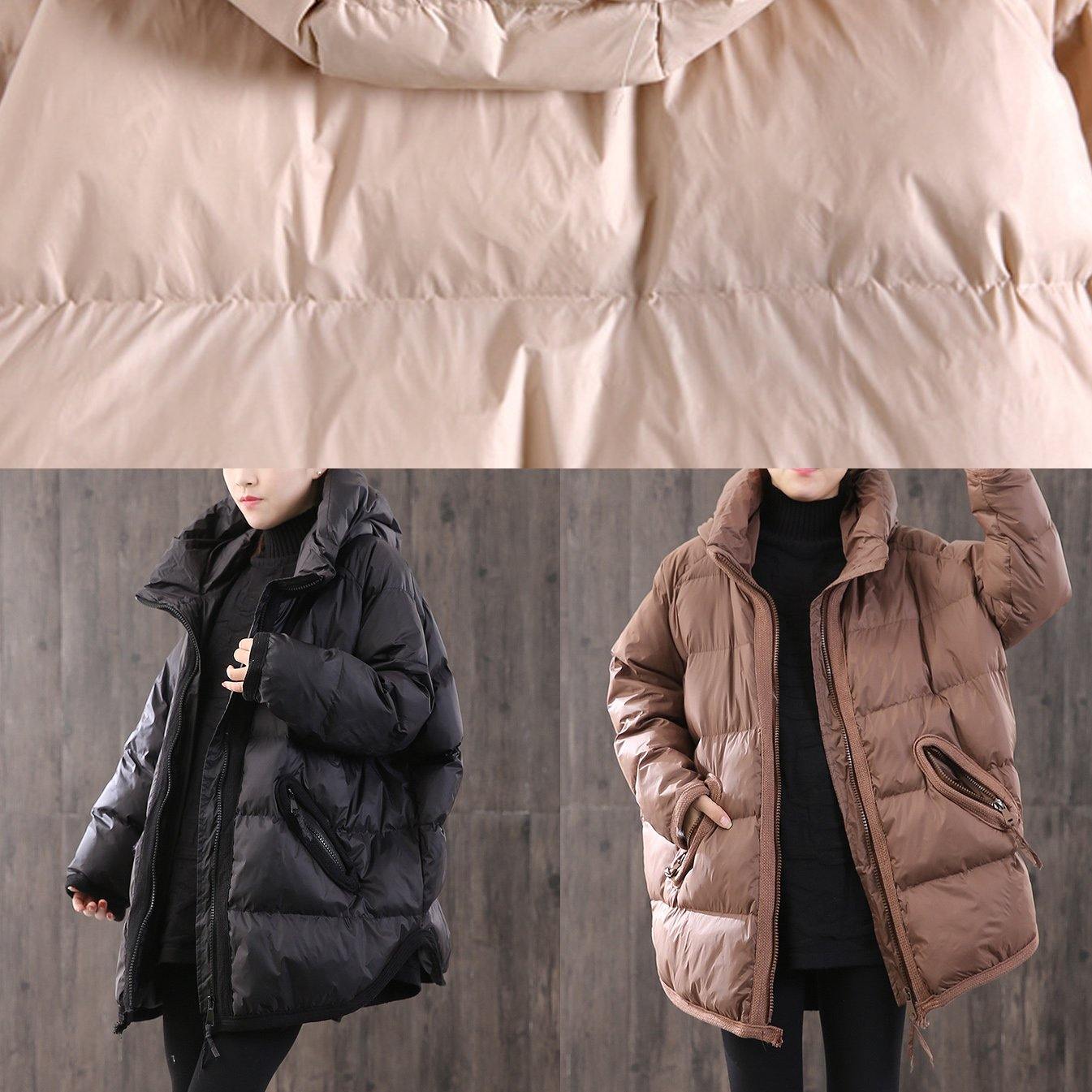 2021 chocolate down coat winter oversize zippered pockets womens parka winter Fine winter outwear - Omychic