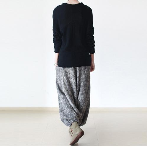 2019 fall loose linen pants gray women fashion harem pants - Omychic