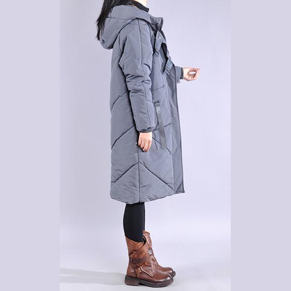 2019 gray overcoat trendy plus size warm winter coat zippered hooded winter outwear - Omychic
