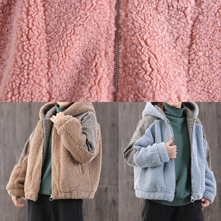2019 khaki winter women parka trendy plus size snow jackets patchwork hooded outwear - Omychic