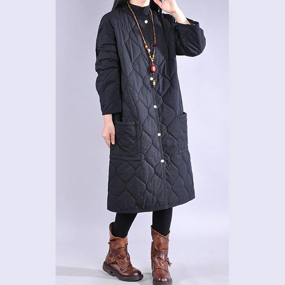 2019 oversized down jacket winter coats black o neck pockets overcoat - Omychic