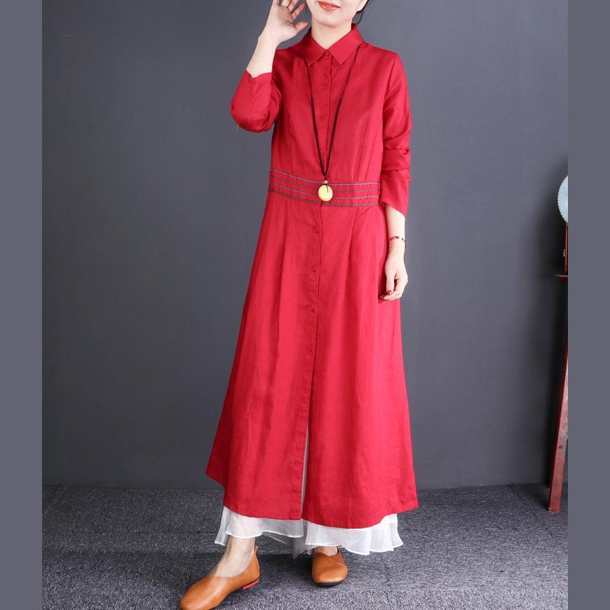 2019 red Coat Women oversize long coats lapel embroidery outwear - Omychic