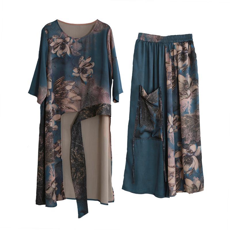 2019 summer high-end silk set original two-piece irregular personality wear more - Omychic