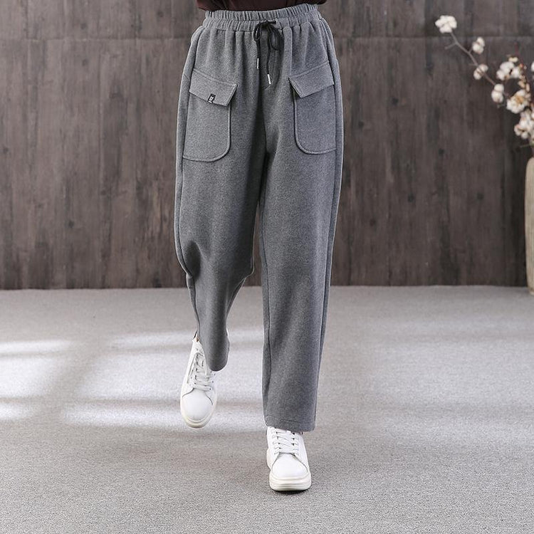 2019 women new gray pants plus size wild cotton straight pants - Omychic