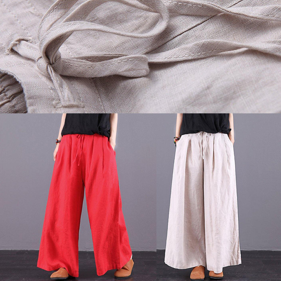 2019 women summer loose large size casual pants wide leg pants red long pants - Omychic