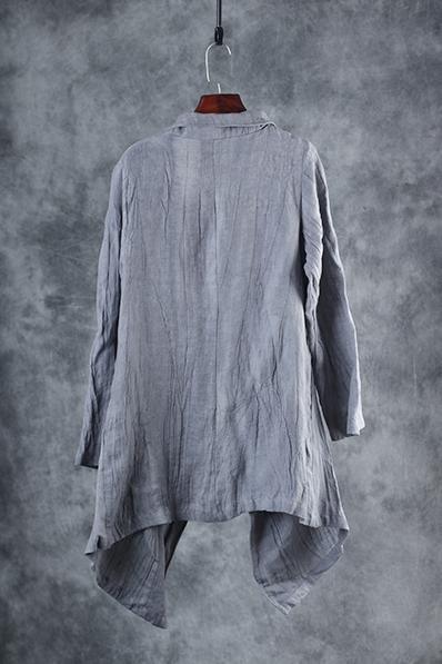 Casual Medium Length Linen Blouse Women Loose Shirt For Spring - Omychic