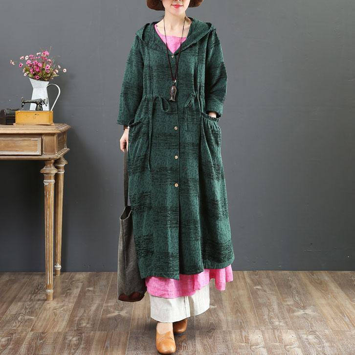 2019green hooded overcoat oversized jackets fall women coats drawstring - Omychic