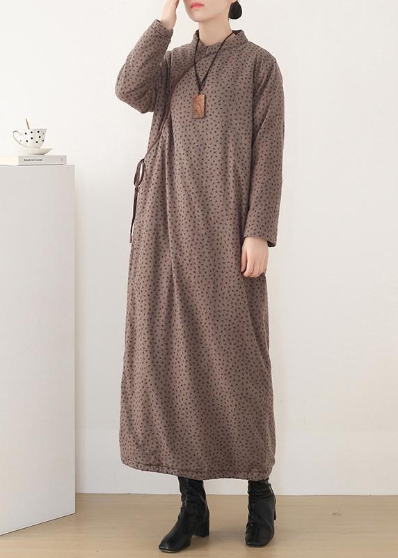 2020 winter China slanted front warm plus velvet thick retro loose long cheongsam dress - Omychic