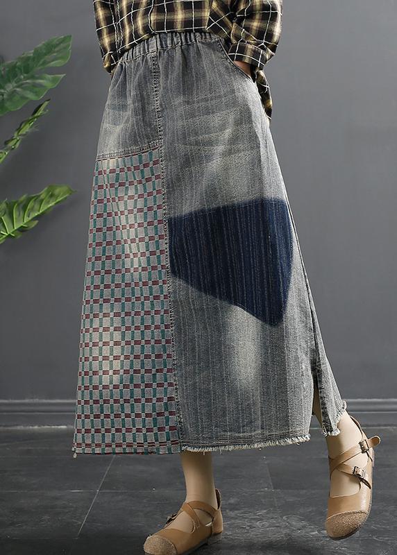 2021 New High Waist Split Long Print Medium Length A-line Skirt - Omychic
