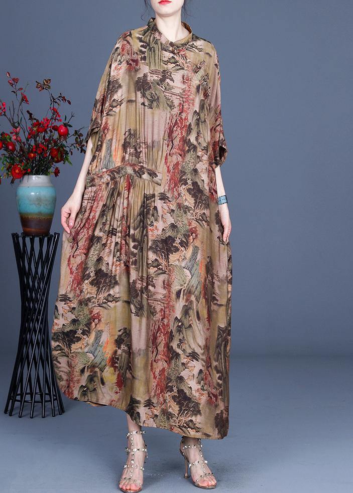 2021 Spring And Summer Landscape Print Dress - Omychic