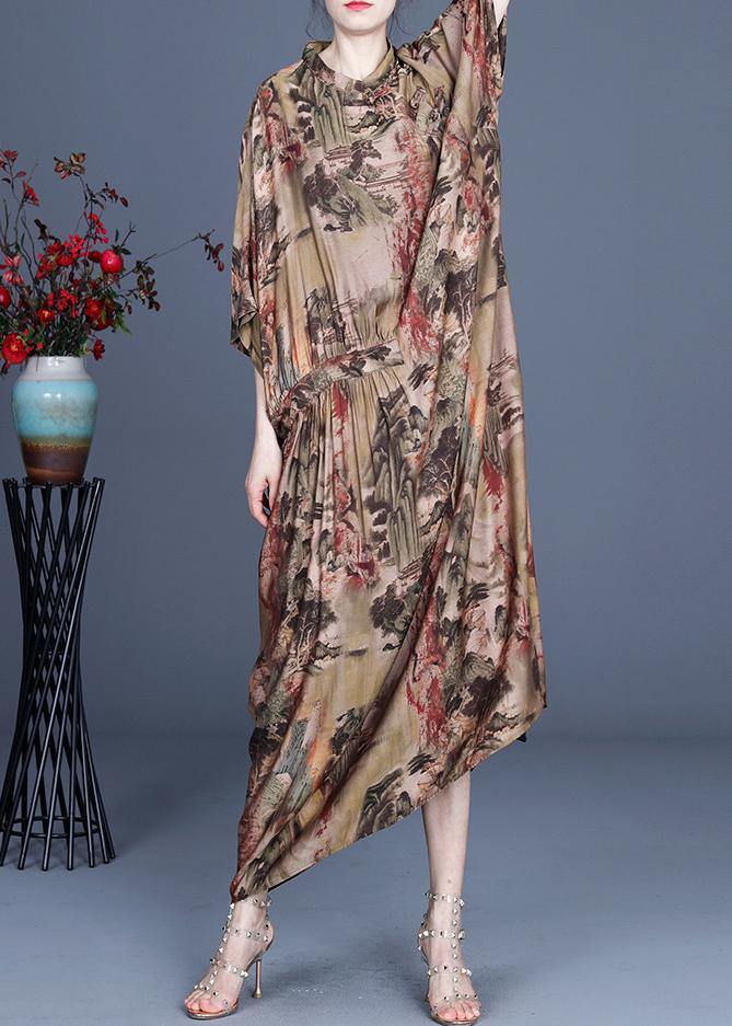 2021 Spring And Summer Landscape Print Dress - Omychic