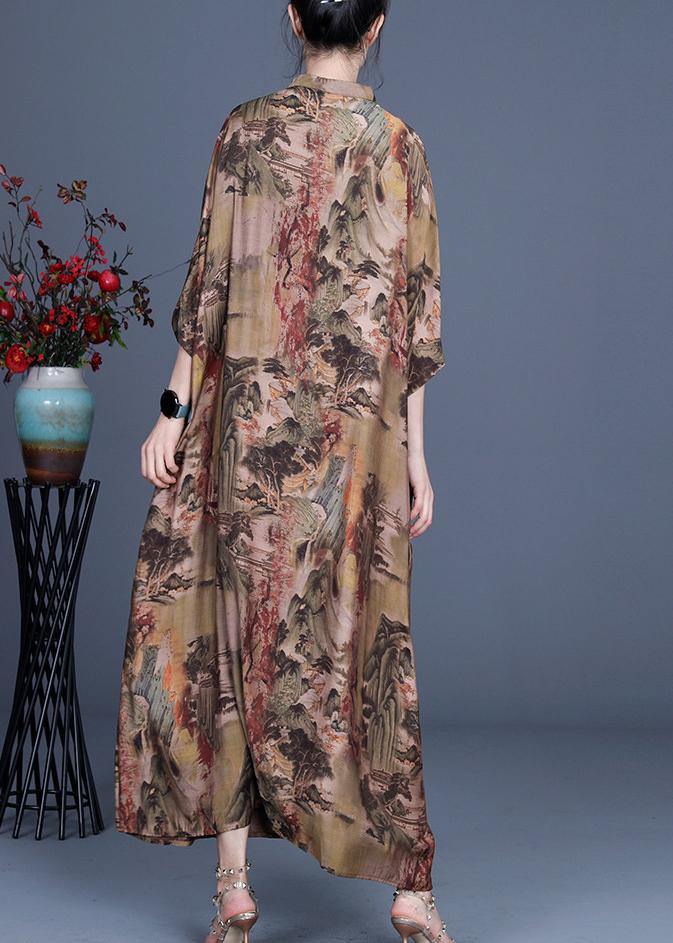 2021 Spring And Summer Landscape Print Dress - Omychic