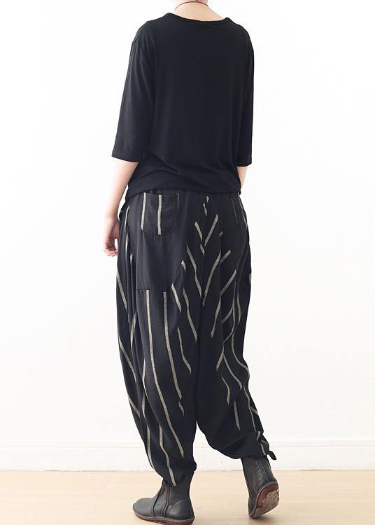 2021 Spring New Black Grey Striped High Waist Pants - Omychic