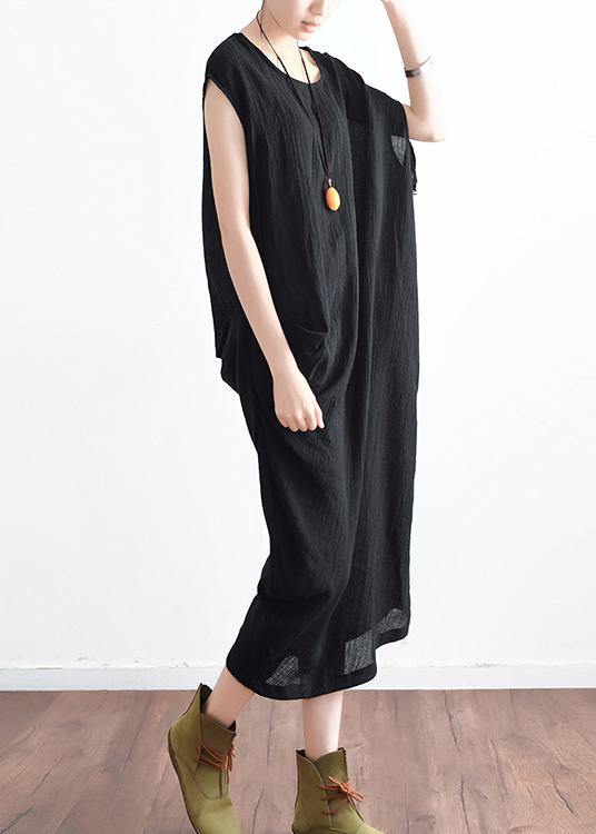 2021 Summer New Cotton Hemp Art Loose Asymmetric Dress - Omychic