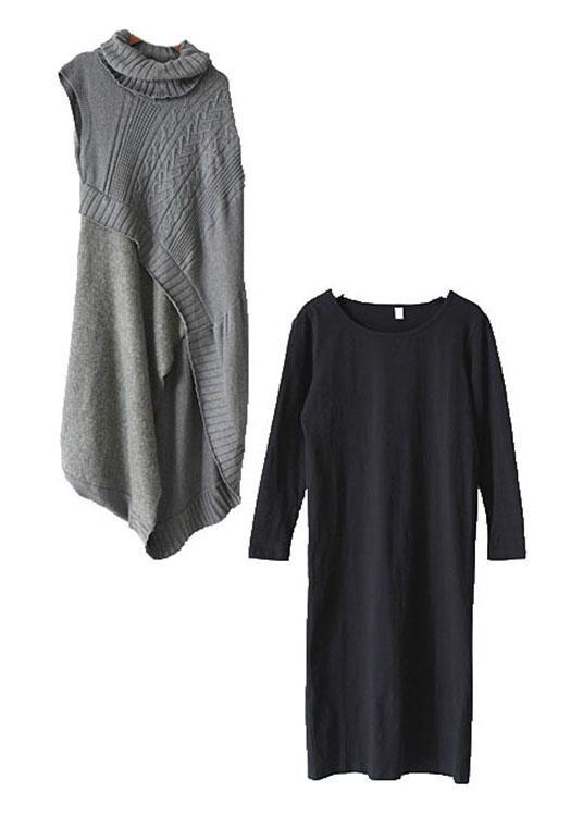 2021 Fall New Knit Stitched Dress Two Piece Set - Omychic