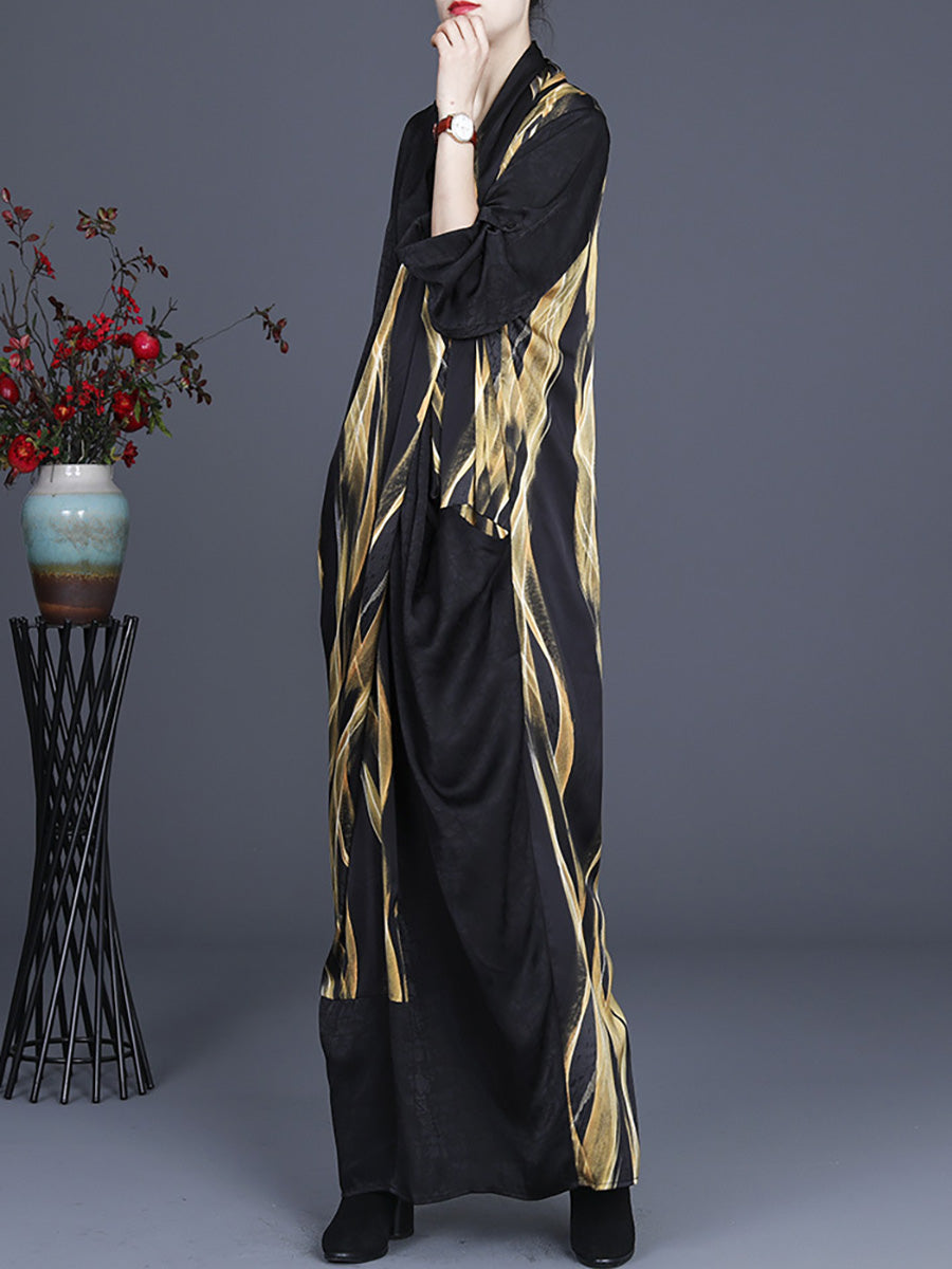 V Neck Irregular Vintage Maxi Retro Rope Dress