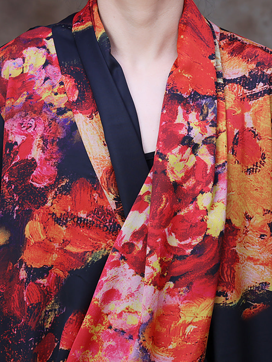 Vintage Floral Print Loose Retro Maxi Dress