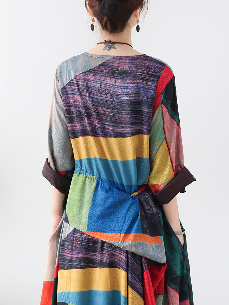 Summer Women Ethnic Print Irregular Long Dress