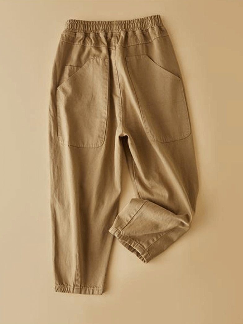 Loose Casual Straight Solid Color Ninth Pants