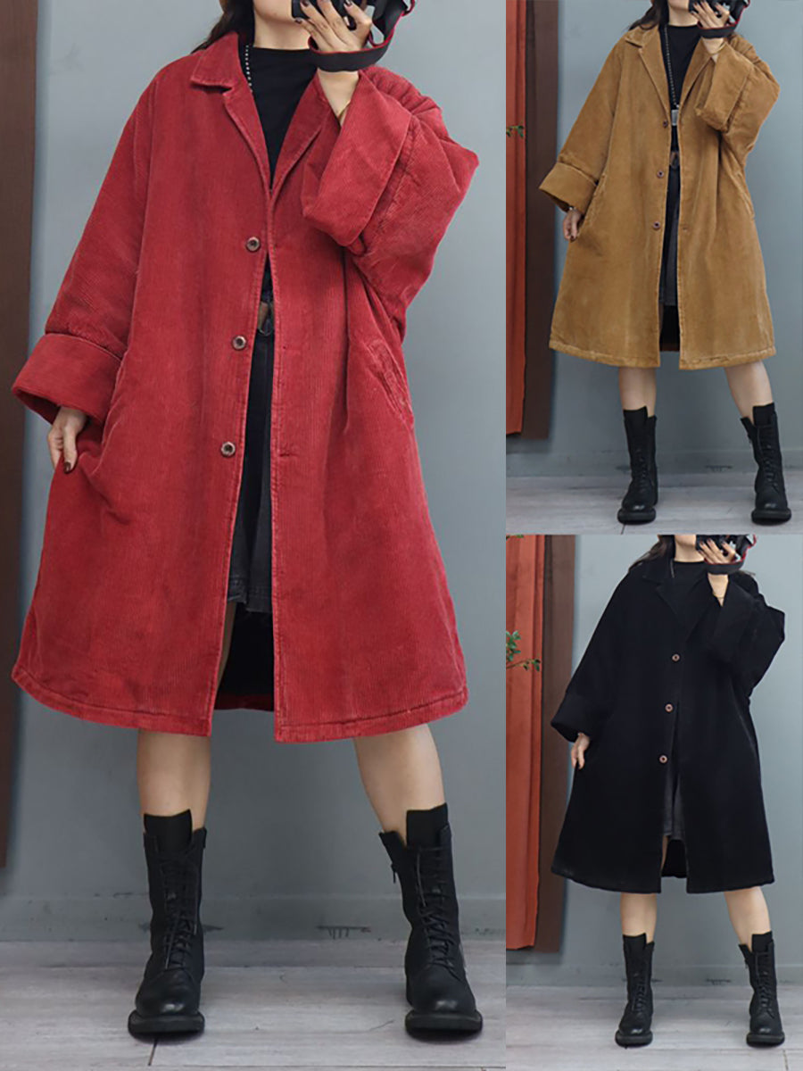 Plus Size Winter Baggy Mid Length Padded Coat Batwing Sleeve