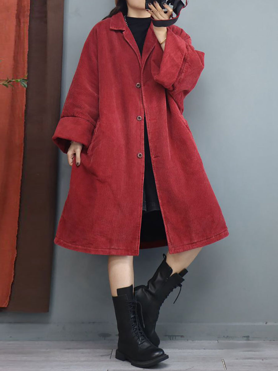 Plus Size Winter Baggy Mid Length Padded Coat Batwing Sleeve