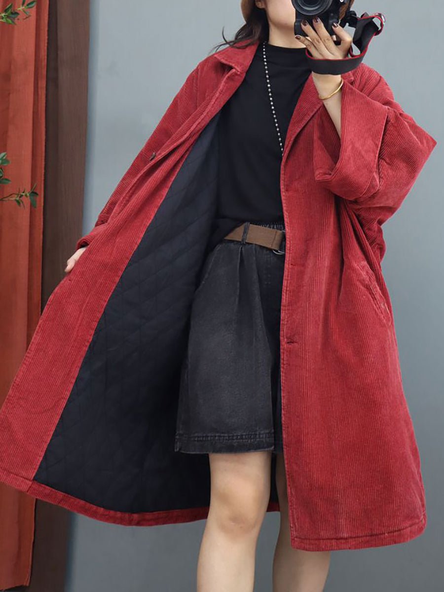 Plus Size Winter Baggy Mid Length Padded Coat Batwing Sleeve