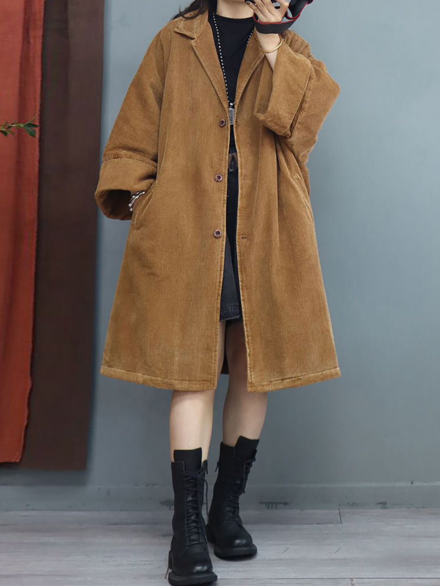Plus Size Winter Baggy Mid Length Padded Coat Batwing Sleeve