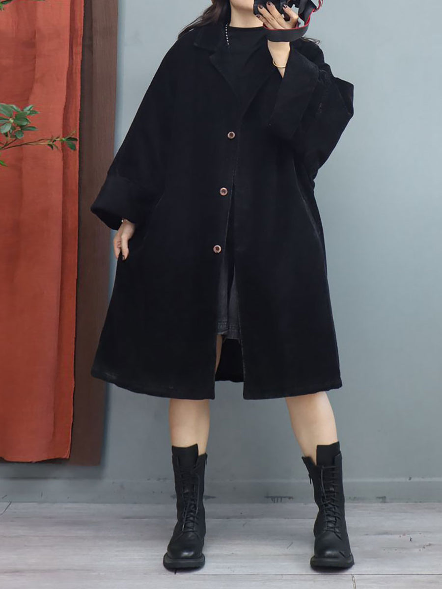 Plus Size Winter Baggy Mid Length Padded Coat Batwing Sleeve