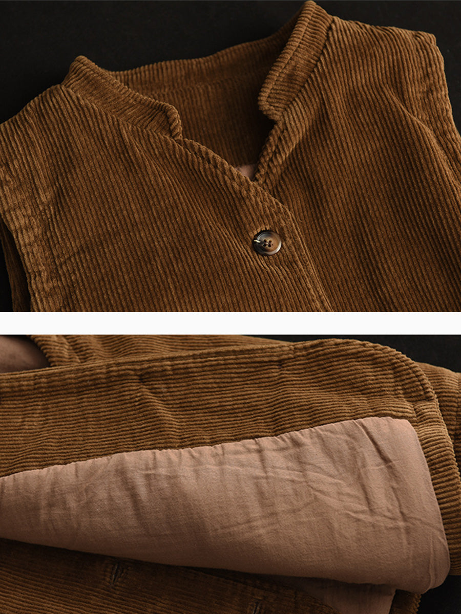 Vintage Loose Casual Cotton Corduroy Padded Vest
