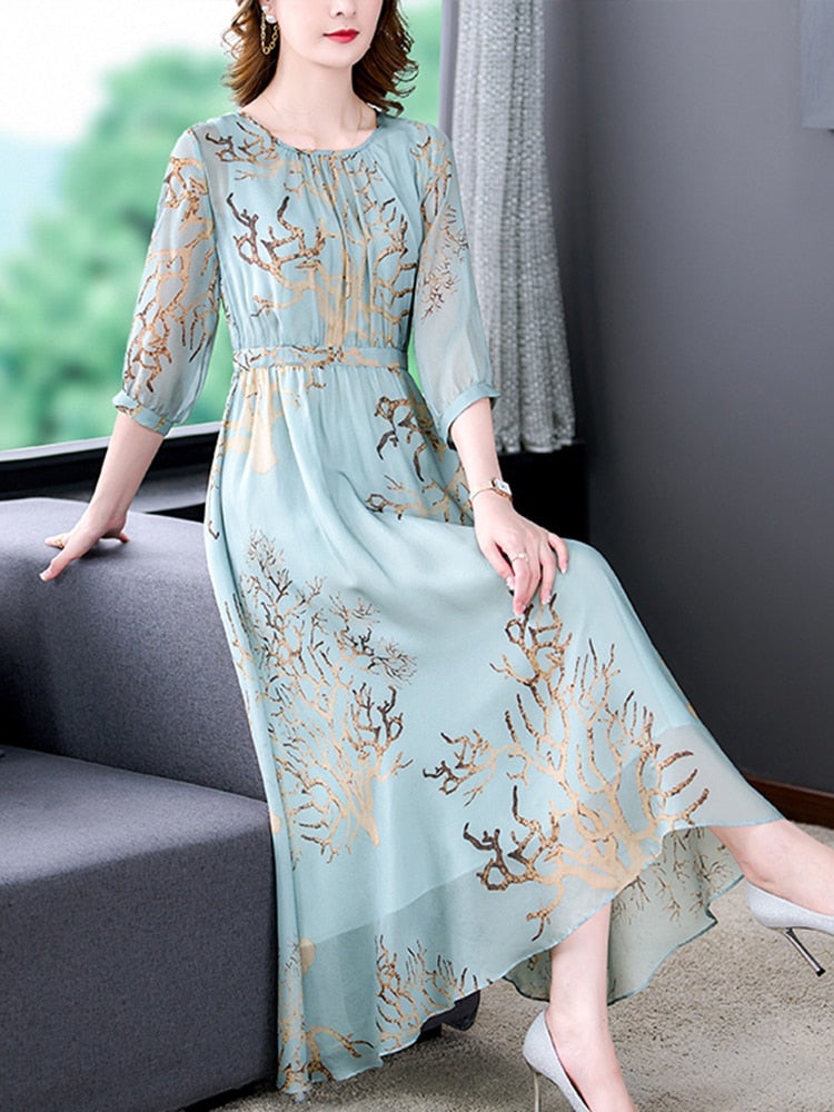 Boho Casual Elegant Silk Midi Dress