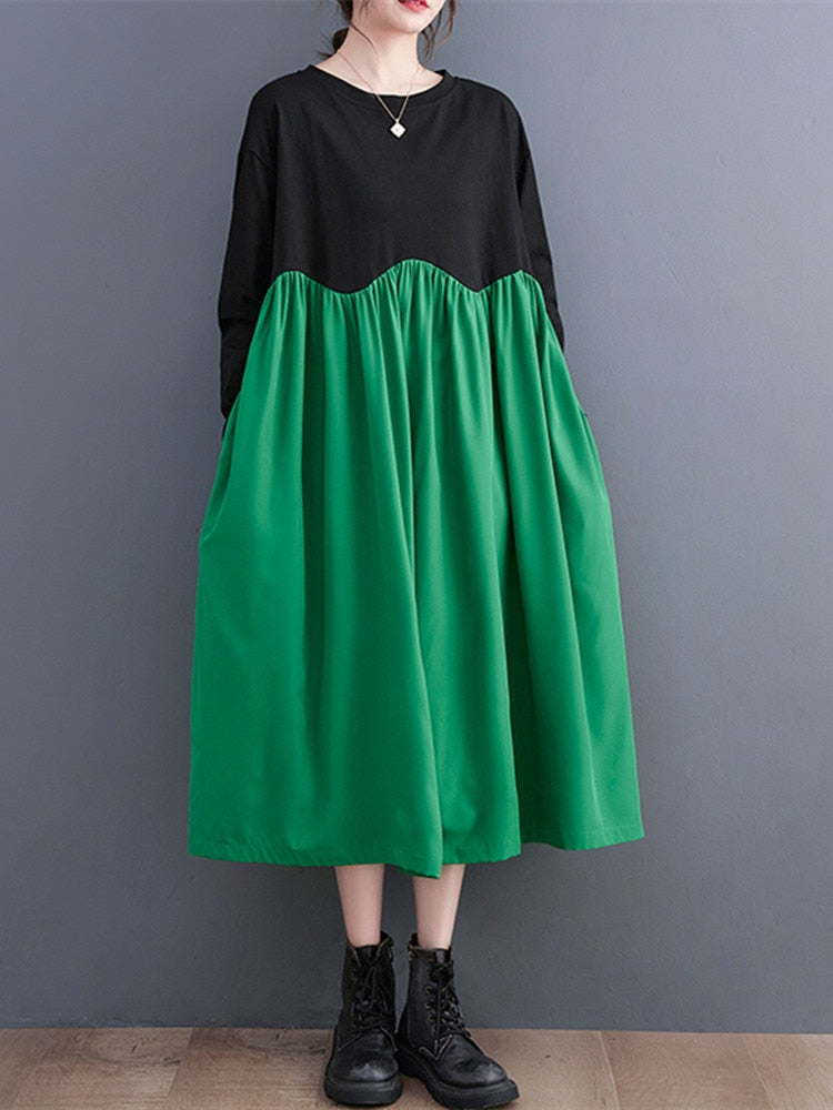 2023 Patchwork Long Sleeve Fashion Spring Dress